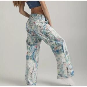 WRANGLER Casey Jones Wide Leg Painter Jean Art Therapy Sz XL/Reg Graffiti 90’s